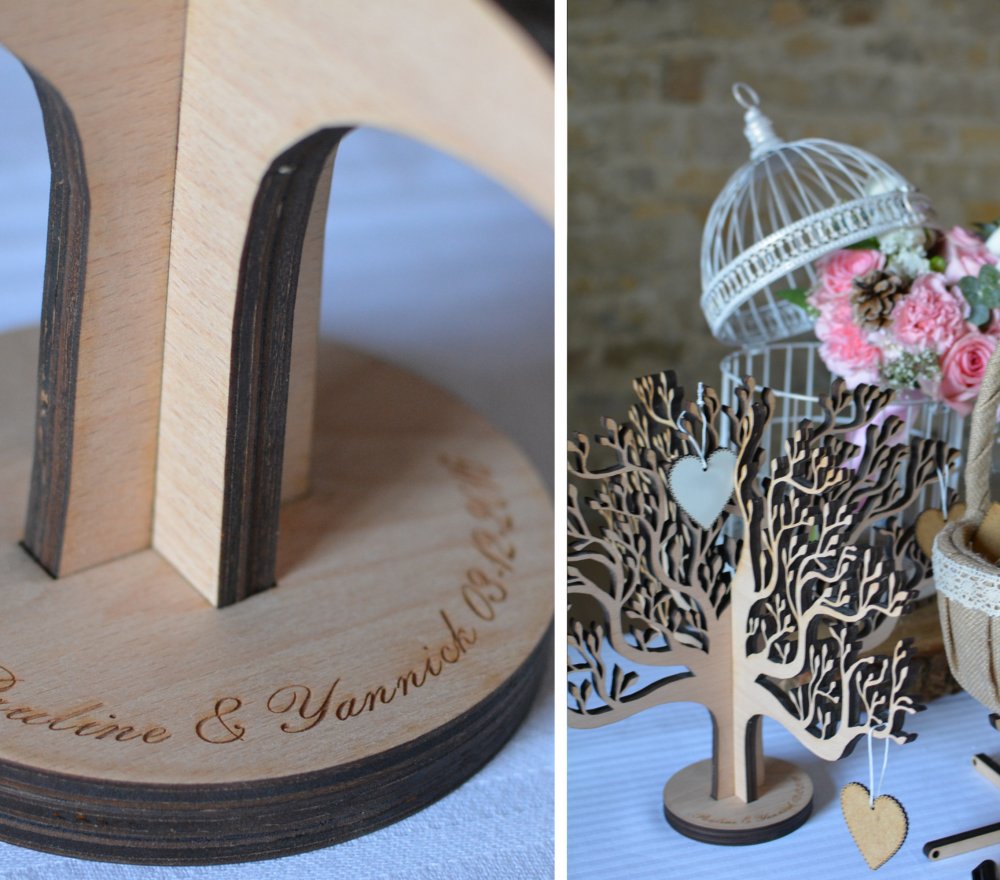 Livre d'or original en bois mariage hiver